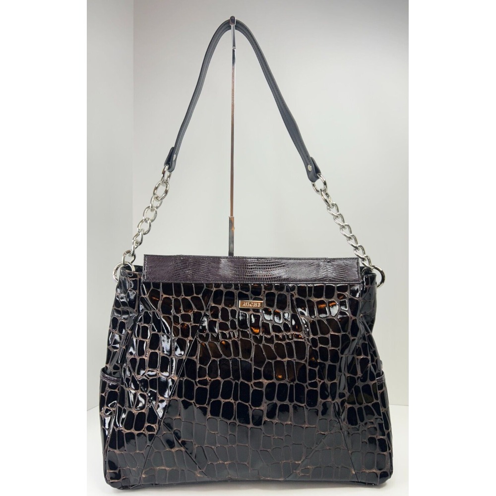 Miche Prima Rosalyn Shell L Tote Plum Cobblestone Textured w/Chain Handel NWOT
